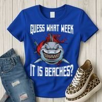 Funny Shark Joke Guess What Week It Is Sarcastic Party Beach Gift Women's T-Shirt thumb 3