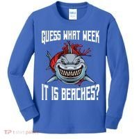 Funny Shark Joke Guess What Week It Is Sarcastic Party Beach Gift Kids Long Sleeve Shirt thumb 0