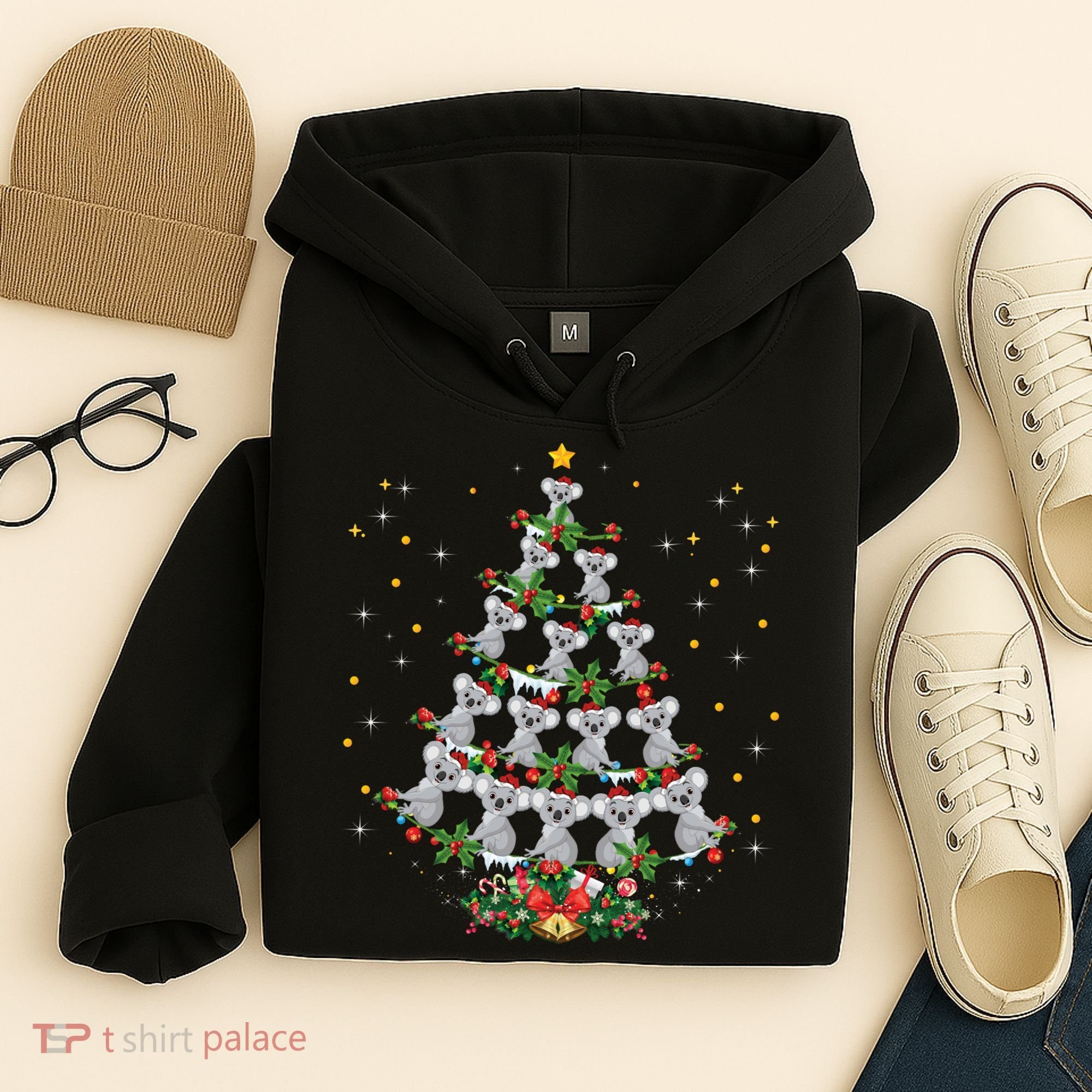 Funny Santa Koala Xmas Gift Koala Christmas Tree Long Sleeve Hoodie