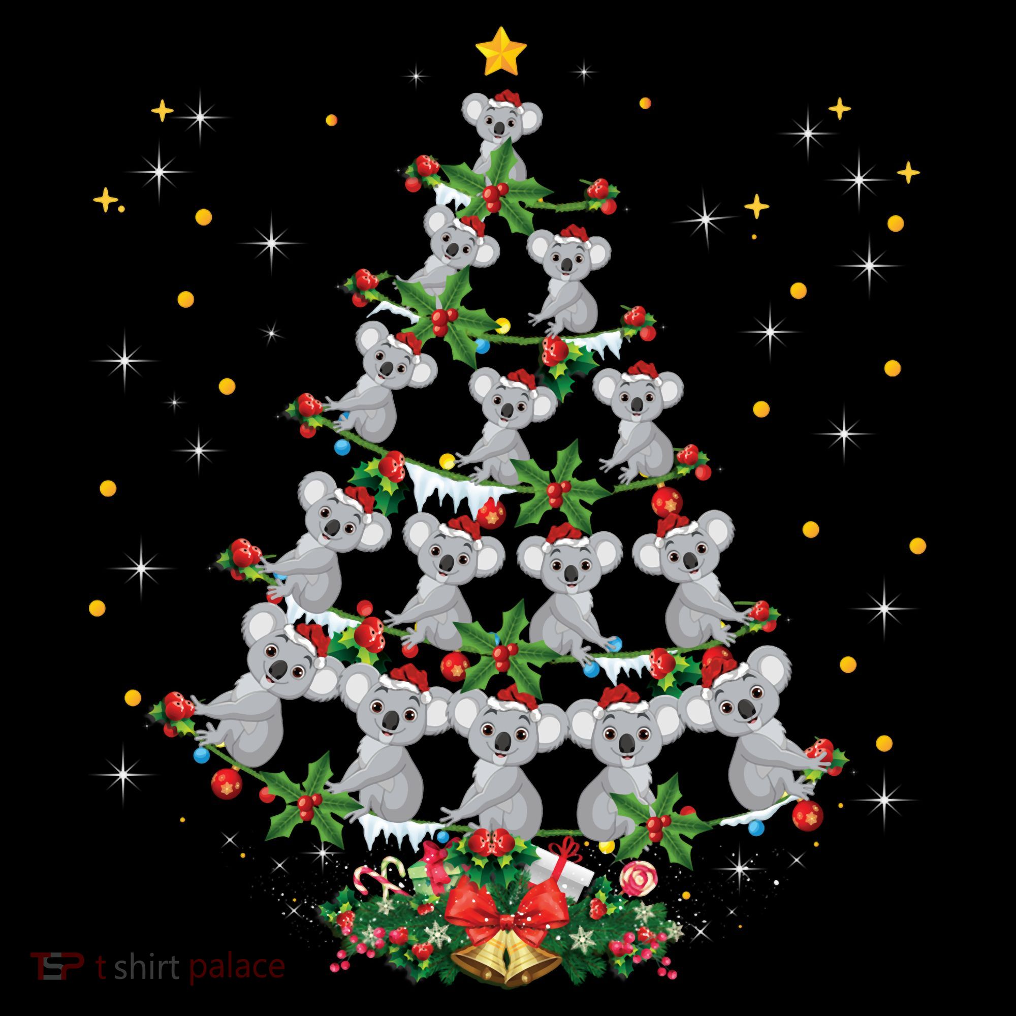 Funny Santa Koala Xmas Gift Koala Christmas Tree Long Sleeve Hoodie