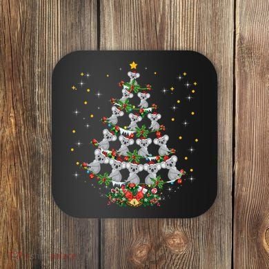 Funny Santa Koala Xmas Gift Koala Christmas Tree Long Sleeve Coaster