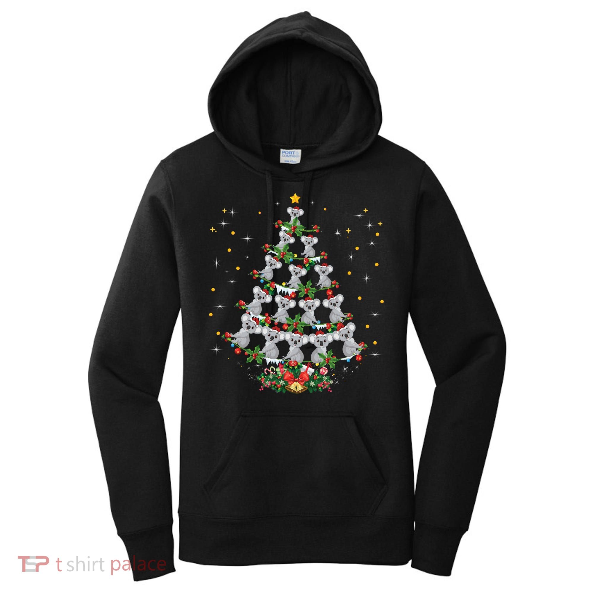 Funny Santa Koala Xmas Gift Koala Christmas Tree Long Sleeve Women's Hoodie