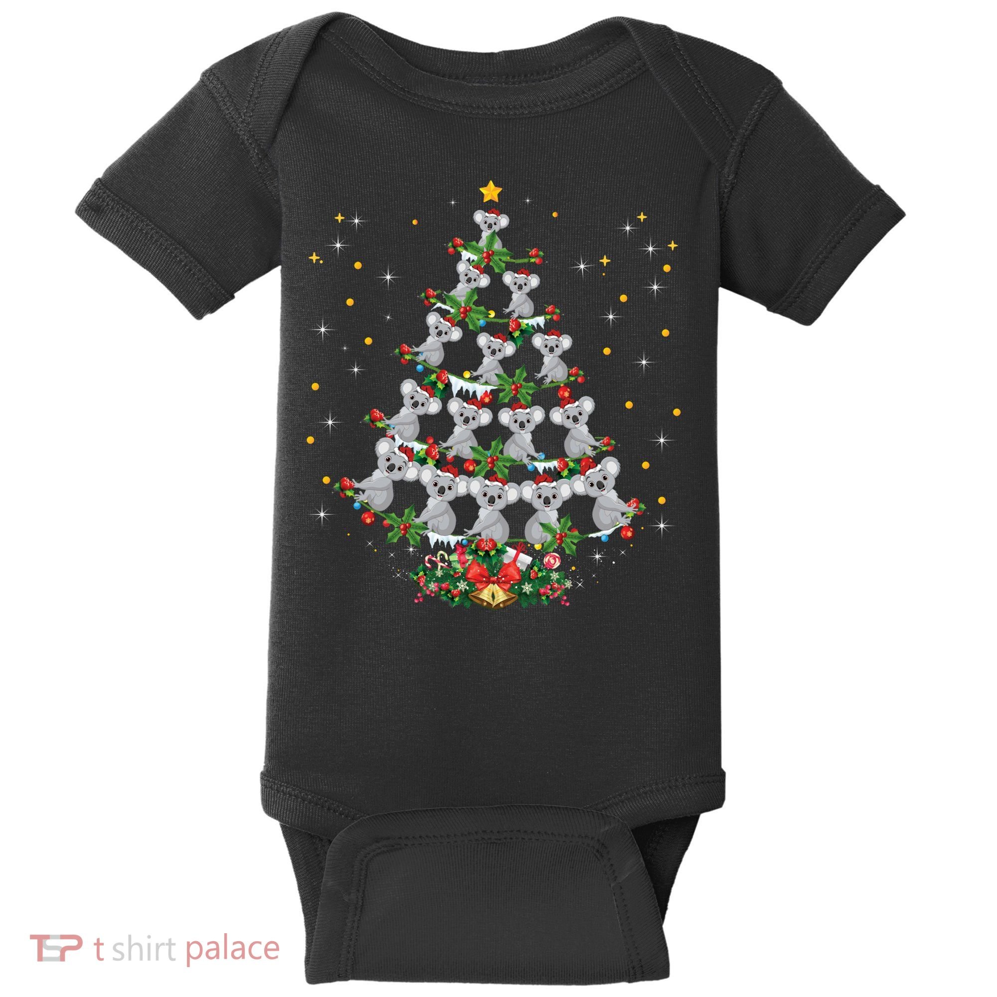 Funny Santa Koala Xmas Gift Koala Christmas Tree Long Sleeve Baby Bodysuit