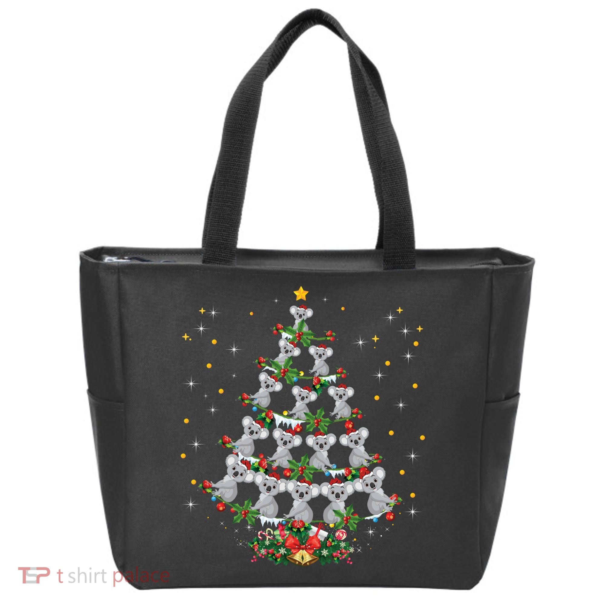Funny Santa Koala Xmas Gift Koala Christmas Tree Long Sleeve Tote Bag