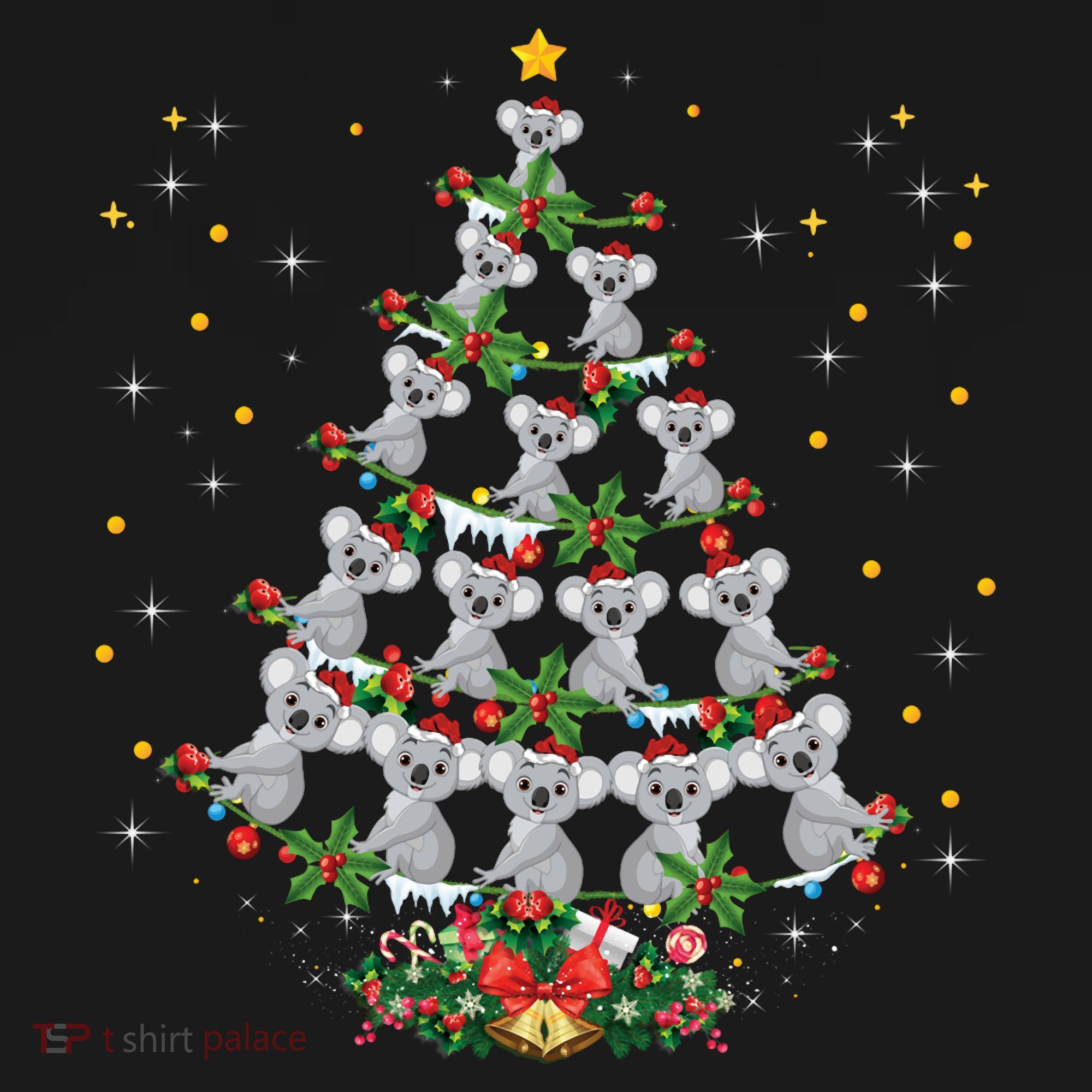 Funny Santa Koala Xmas Gift Koala Christmas Tree Long Sleeve Tote Bag