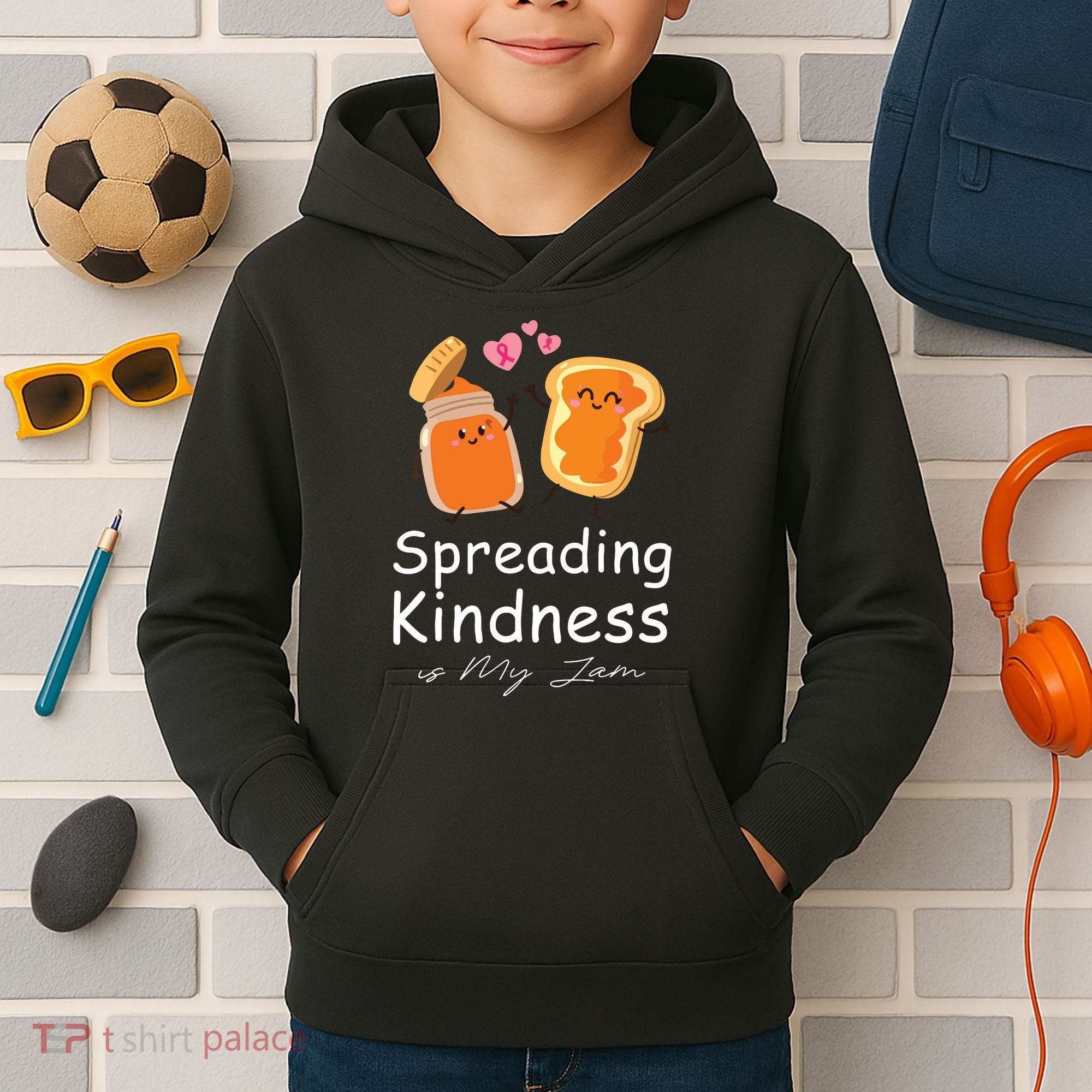 Funny Spreading Kindness Is My Jam Orange Unity Day Kids Hoodie