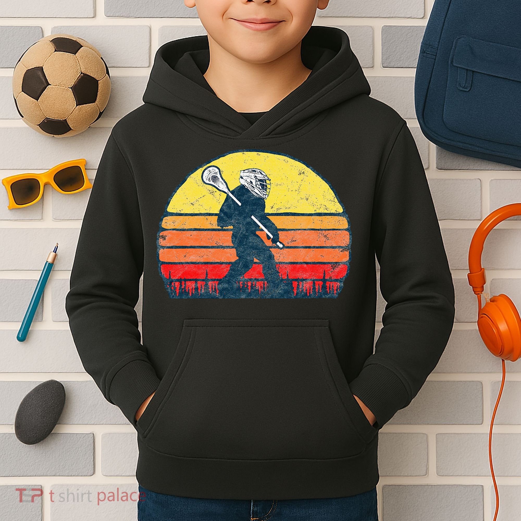 Funny Sasquatch Lax Bigfoot Lacrosse Kids Hoodie