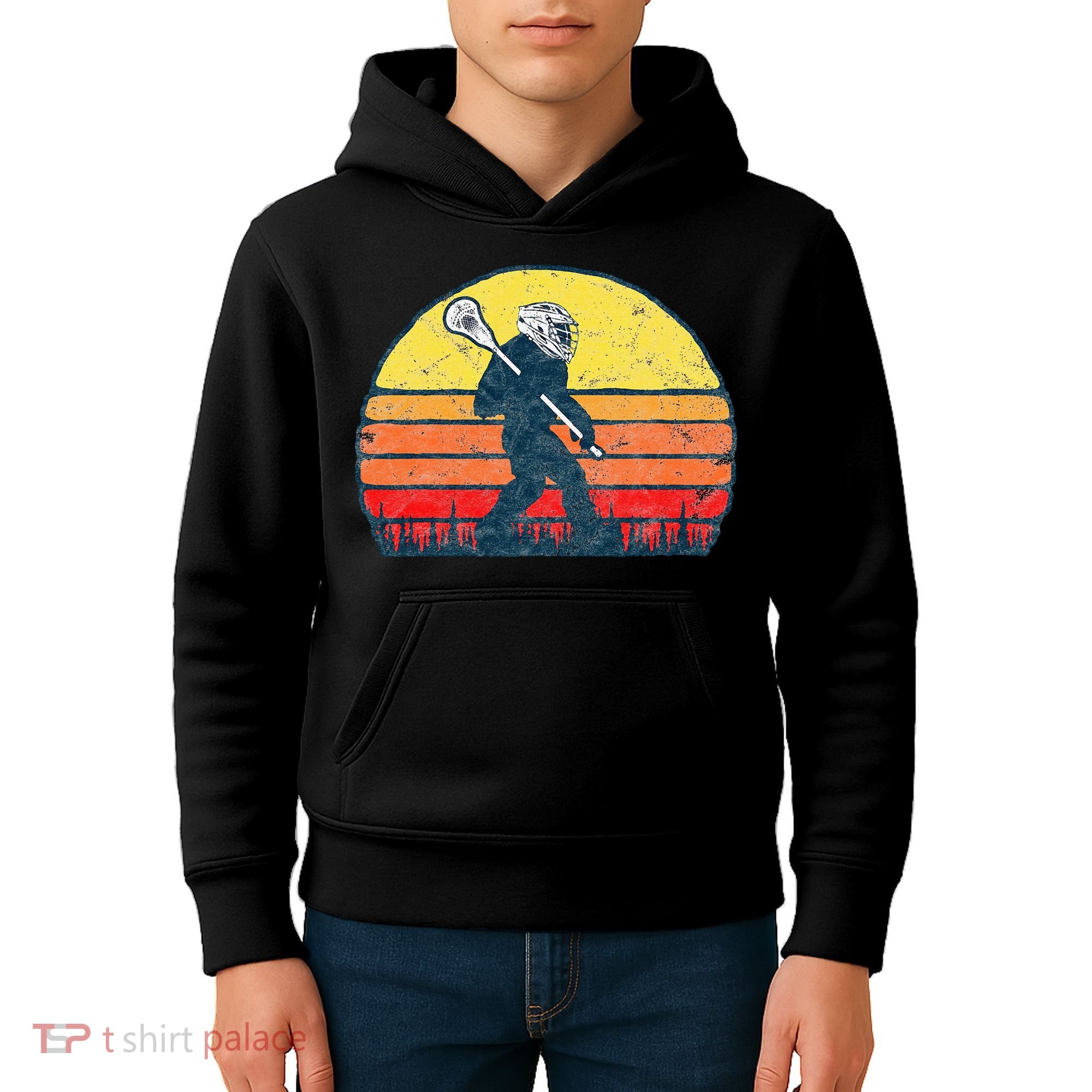 Funny Sasquatch Lax Bigfoot Lacrosse Kids Hoodie