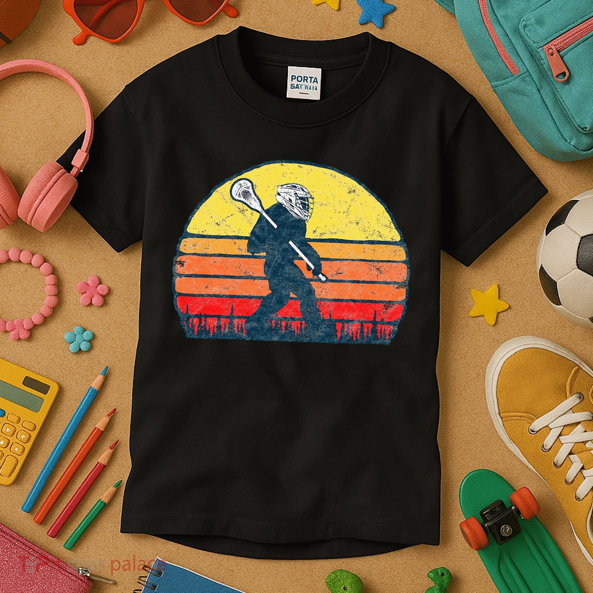 Funny Sasquatch Lax Bigfoot Lacrosse Kids T-Shirt