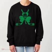Funny Shamrock Leaf Hockey Sticks And Helmet St Patricks Day Gift Women's Sweatshirt thumb 0
