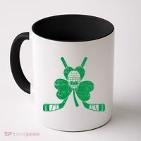 Funny Shamrock Leaf Hockey Sticks And Helmet St Patricks Day Gift Coffee Mug thumb 0