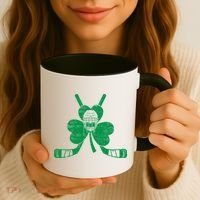 Funny Shamrock Leaf Hockey Sticks And Helmet St Patricks Day Gift Coffee Mug thumb 3