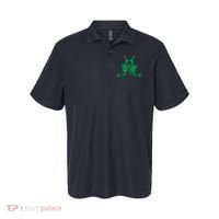 Funny Shamrock Leaf Hockey Sticks And Helmet St Patricks Day Gift Polo thumb 0