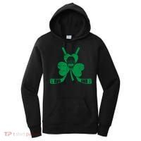 Funny Shamrock Leaf Hockey Sticks And Helmet St Patricks Day Gift Women's Hoodie thumb 0