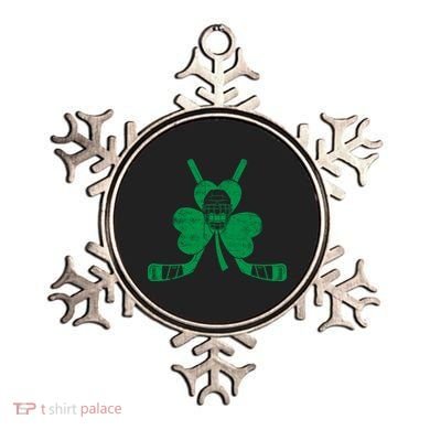 Funny Shamrock Leaf Hockey Sticks And Helmet St Patricks Day Gift Ornament