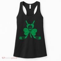 Funny Shamrock Leaf Hockey Sticks And Helmet St Patricks Day Gift Women's Tank Top thumb 0