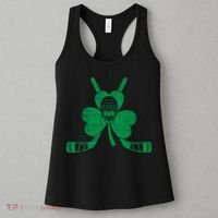 Funny Shamrock Leaf Hockey Sticks And Helmet St Patricks Day Gift Women's Tank Top thumb 3