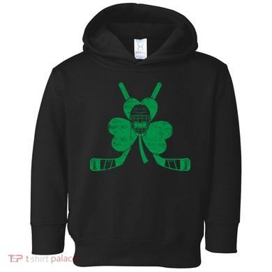 Funny Shamrock Leaf Hockey Sticks And Helmet St Patricks Day Gift Toddler Hoodie