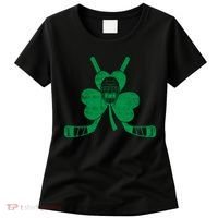 Funny Shamrock Leaf Hockey Sticks And Helmet St Patricks Day Gift Women's T-Shirt thumb 0