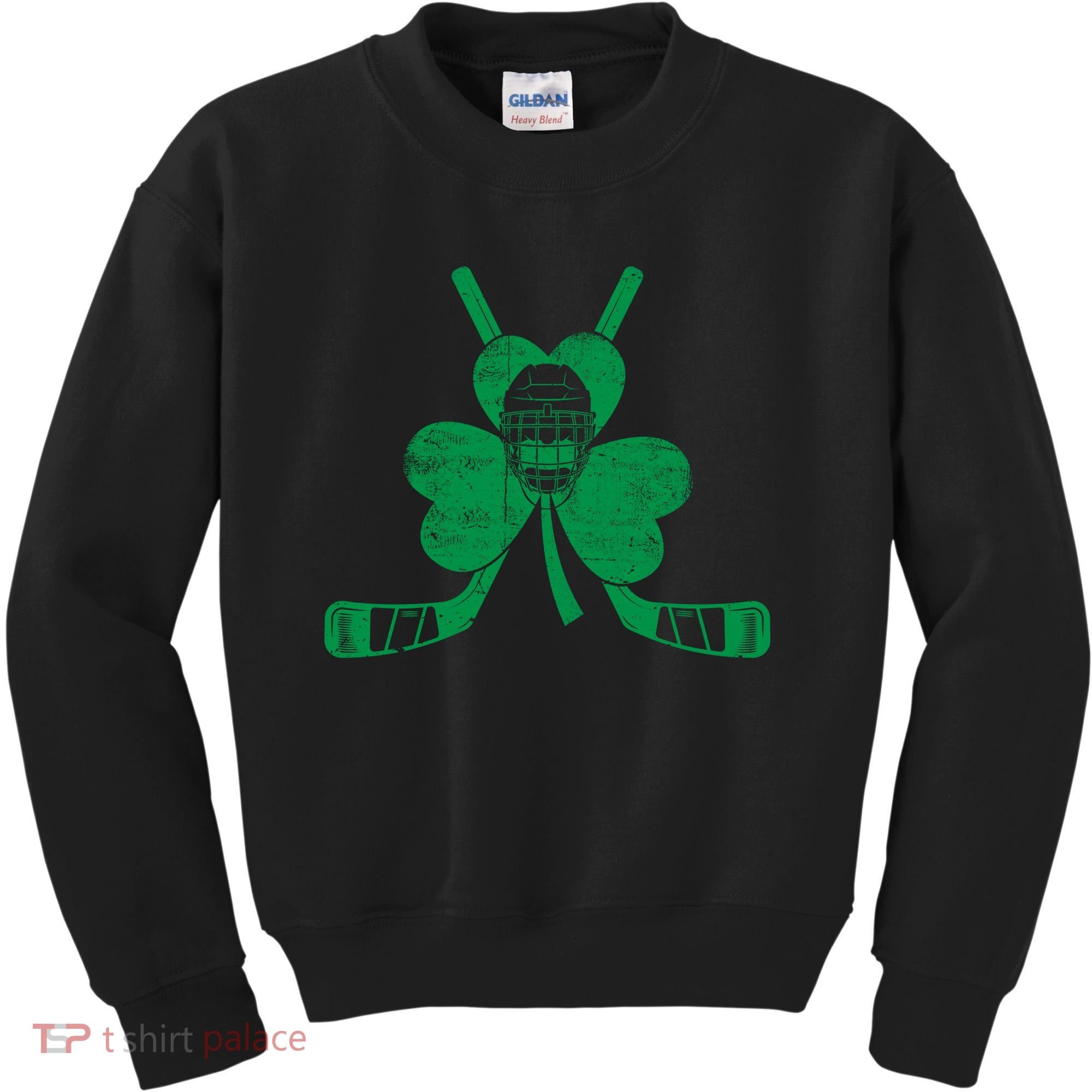 Funny Shamrock Leaf Hockey Sticks And Helmet St Patricks Day Gift Kids Sweatshirt