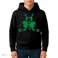 Funny Shamrock Leaf Hockey Sticks And Helmet St Patricks Day Gift Kids Hoodie thumb 4