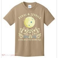 Feral & Sterile Living Wild And Womb Free Funny Racoon Retro Kids T-Shirt thumb 0