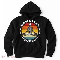 Funny Skeleton Lotus Position Yoga Sober Addiction Recovery Hoodie thumb 0