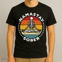 Funny Skeleton Lotus Position Yoga Sober Addiction Recovery T-Shirt thumb 3