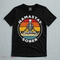 Funny Skeleton Lotus Position Yoga Sober Addiction Recovery T-Shirt thumb 5