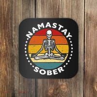 Funny Skeleton Lotus Position Yoga Sober Addiction Recovery Coaster thumb 0