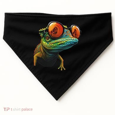 Funny Smart Looking Lizard With Glasses USA-Made Doggie Bandana