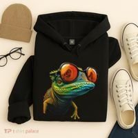 Funny Smart Looking Lizard With Glasses Hoodie thumb 4