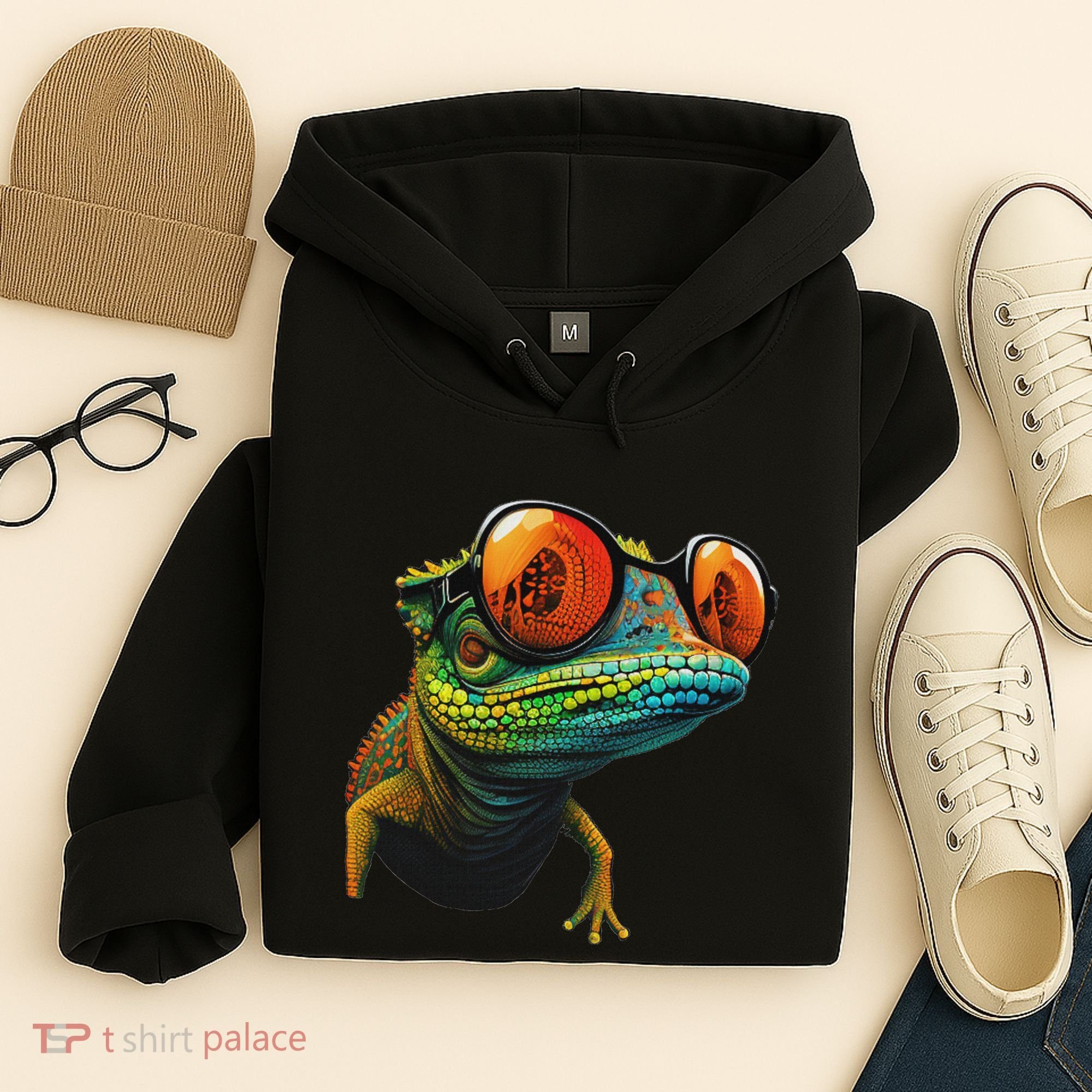 Funny Smart Looking Lizard With Glasses Hoodie