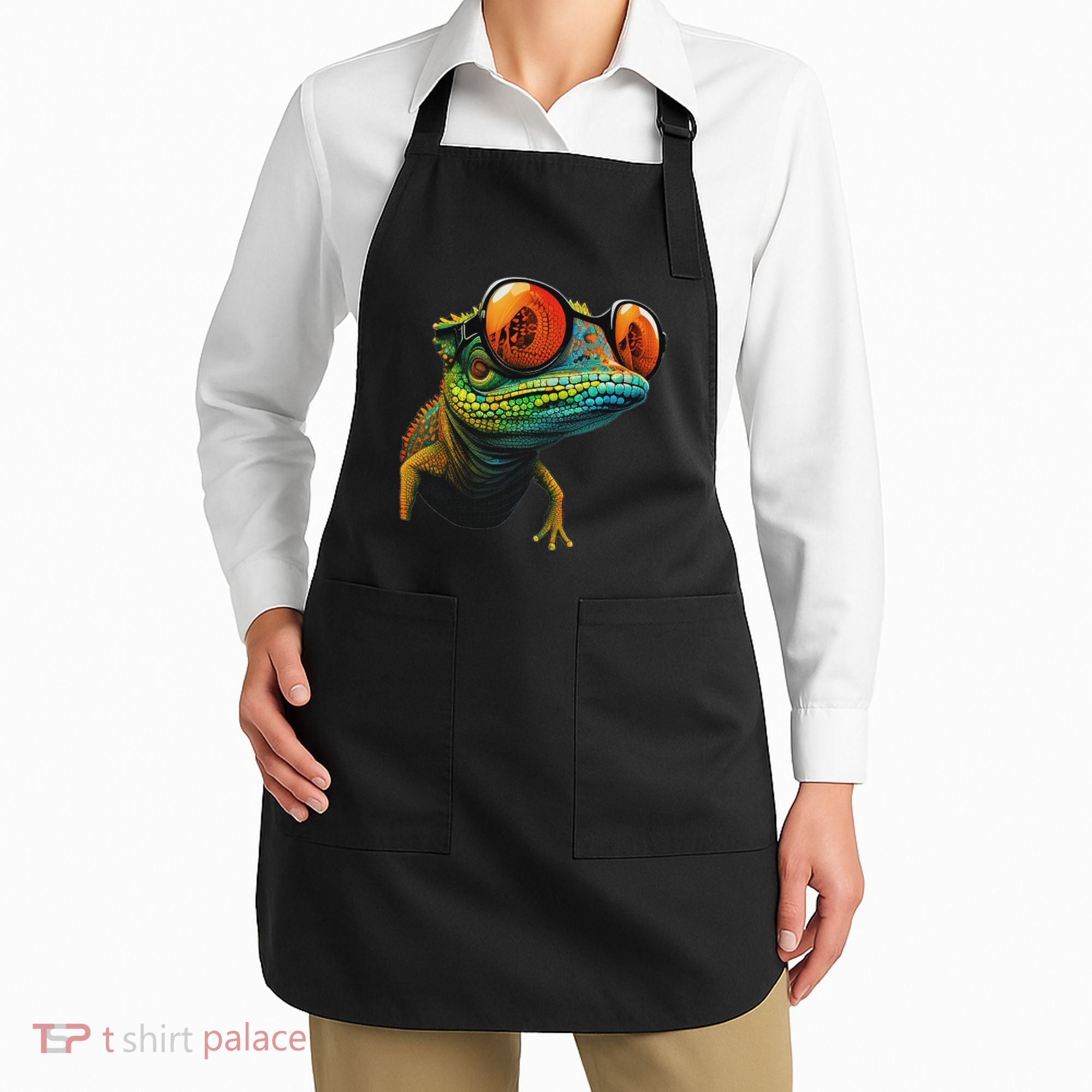 Funny Smart Looking Lizard With Glasses Apron