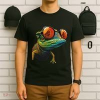 Funny Smart Looking Lizard With Glasses T-Shirt thumb 6