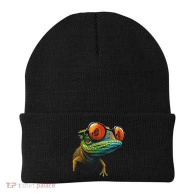 Funny Smart Looking Lizard With Glasses Beanie