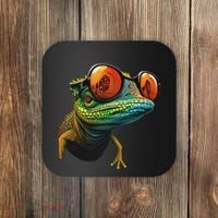 Funny Smart Looking Lizard With Glasses Coaster thumb 0