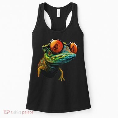 Funny Smart Looking Lizard With Glasses Women's Tank Top