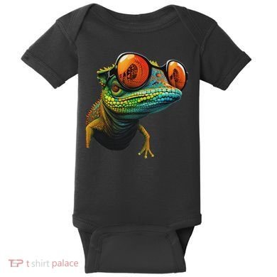 Funny Smart Looking Lizard With Glasses Baby Bodysuit