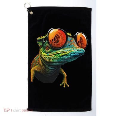 Funny Smart Looking Lizard With Glasses Golf Towel