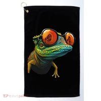Funny Smart Looking Lizard With Glasses Golf Towel thumb 0