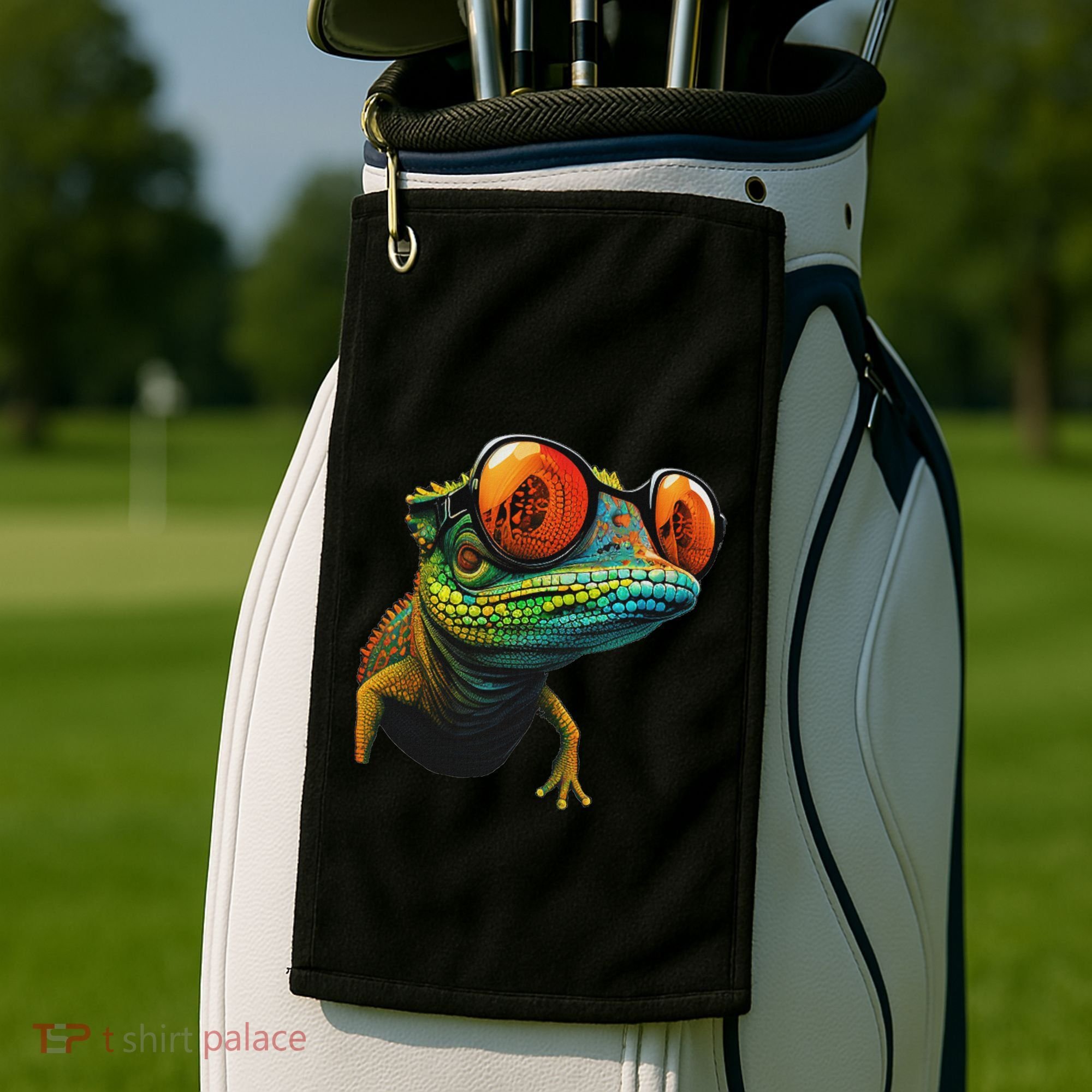 Funny Smart Looking Lizard With Glasses Golf Towel