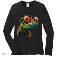 Funny Smart Looking Lizard With Glasses Women's Long Sleeve Shirt thumb 0