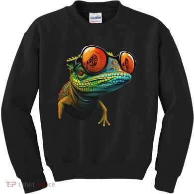 Funny Smart Looking Lizard With Glasses Kids Sweatshirt