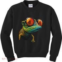 Funny Smart Looking Lizard With Glasses Kids Sweatshirt thumb 0