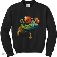 Funny Smart Looking Lizard With Glasses Kids Sweatshirt thumb 0