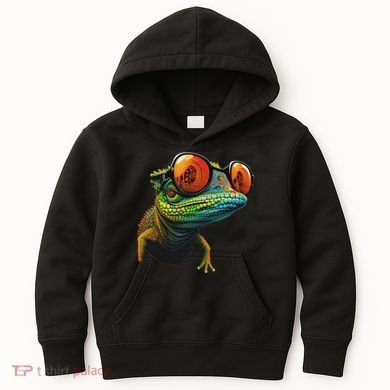 Funny Smart Looking Lizard With Glasses Kids Hoodie