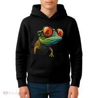 Funny Smart Looking Lizard With Glasses Kids Hoodie thumb 4
