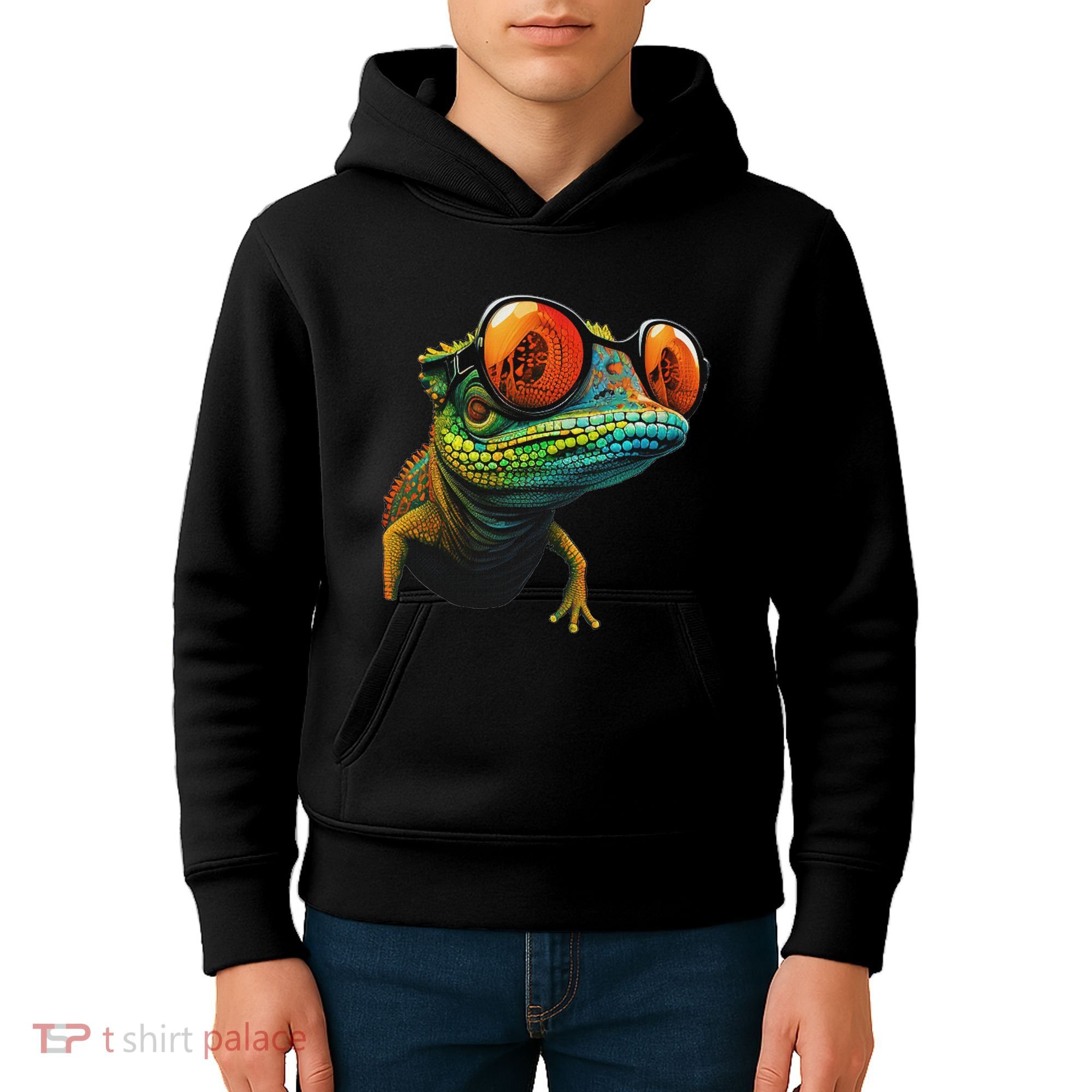 Funny Smart Looking Lizard With Glasses Kids Hoodie