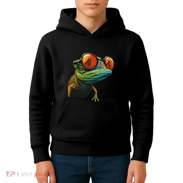 Funny Smart Looking Lizard With Glasses Kids Hoodie